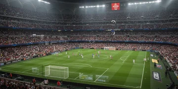 La Liga 2025 match with data analytics overlay showing player performance metrics.