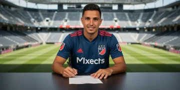 Soccer player signing contract, representing MLS salary cap changes