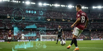 MLS player in action with data overlay highlighting key performance metrics