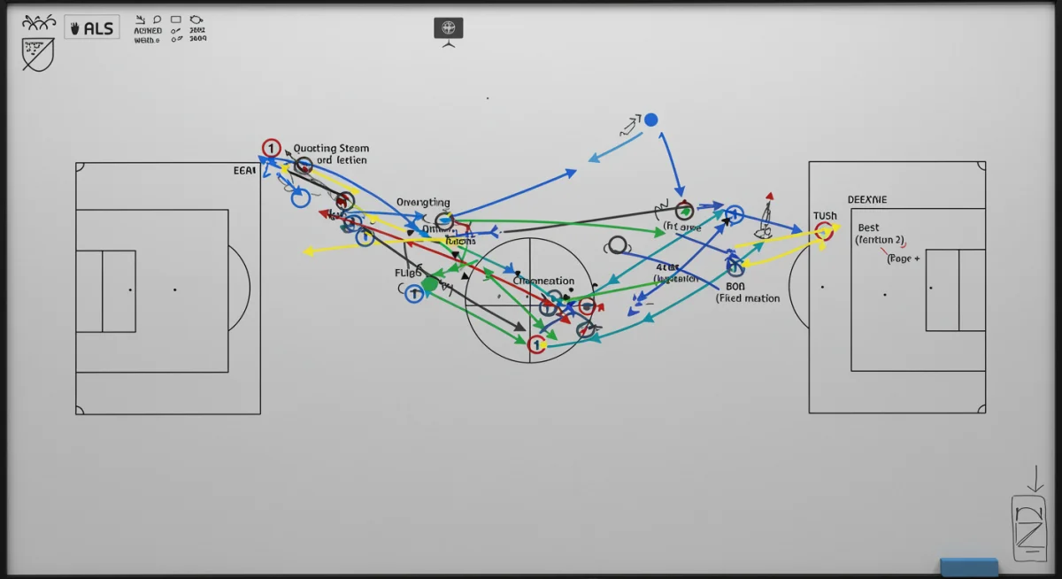 Tactical diagram showing player positions and ball movement for an MLS game-winning goal.