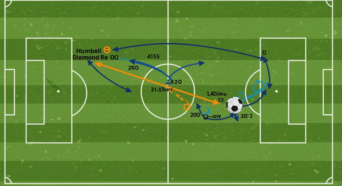 Tactical diagram illustrating midfield movement and passing strategies in soccer.