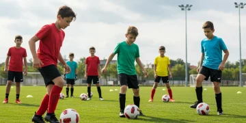 Youth soccer players training on a field under new regulations